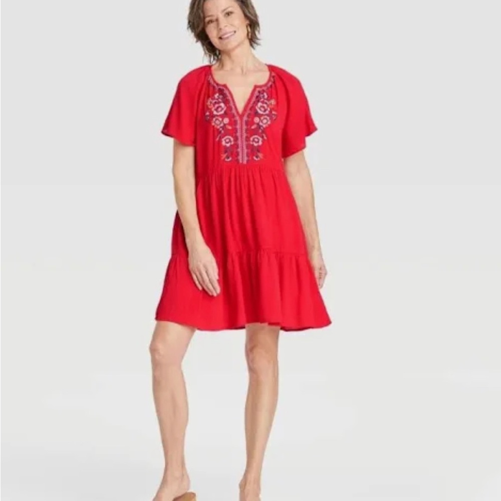 Women’s Knox Rose embroidered red dress